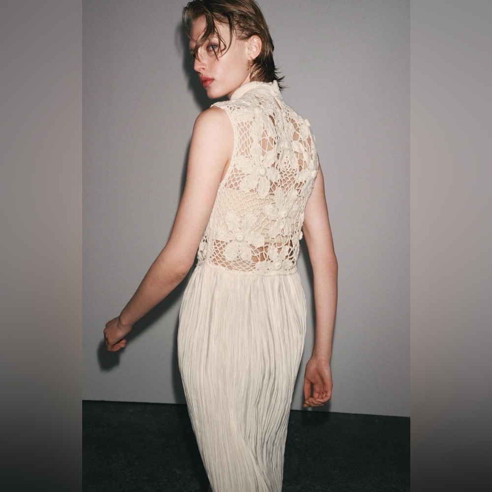 Zara Floral Embroidery Combination Dress - Picture 2 of 11